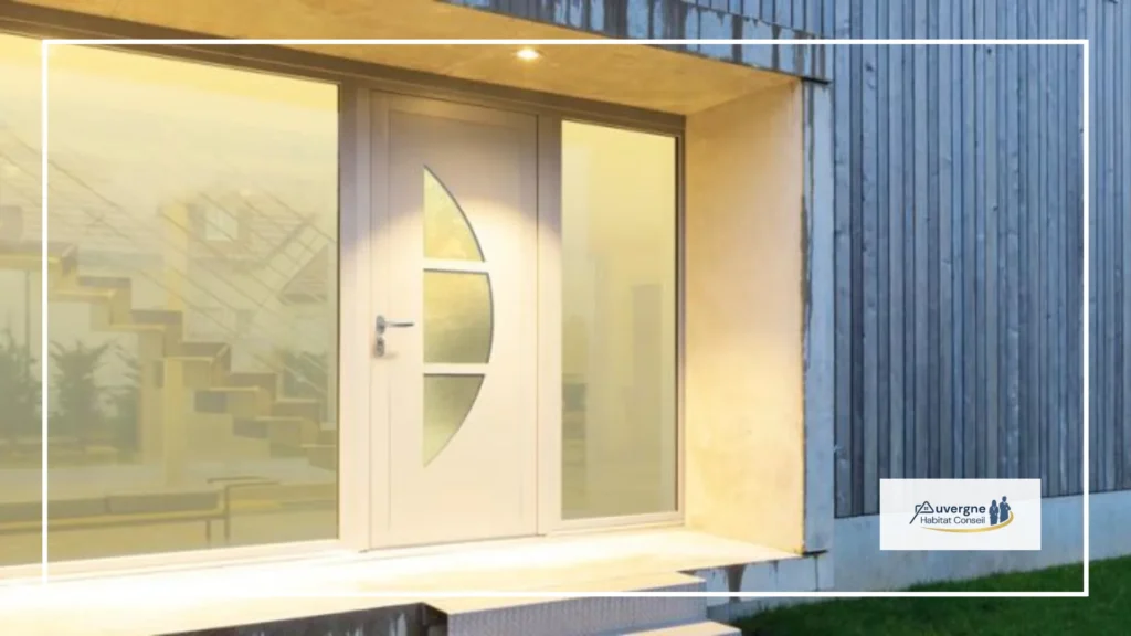 Porte d'entrée vitrée sur une maison contemporaine